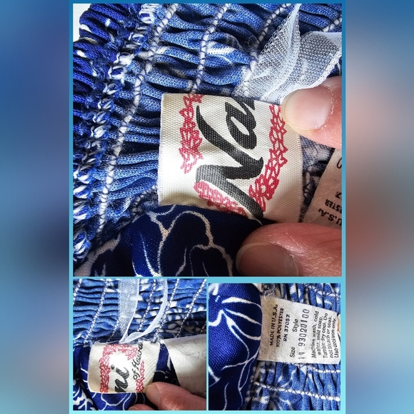 Nani Of Hawaii Vintage Elegant Blue and Cream Floral Maxi Halter Dress - Picture 15 of 15